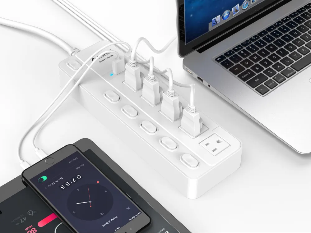 ORICO SPC power Strip 5 розетка переменного тока с 2 usb-портами для зарядки Кнопка питания Управление штепсельной вилкой США с usb умным зарядным устройством