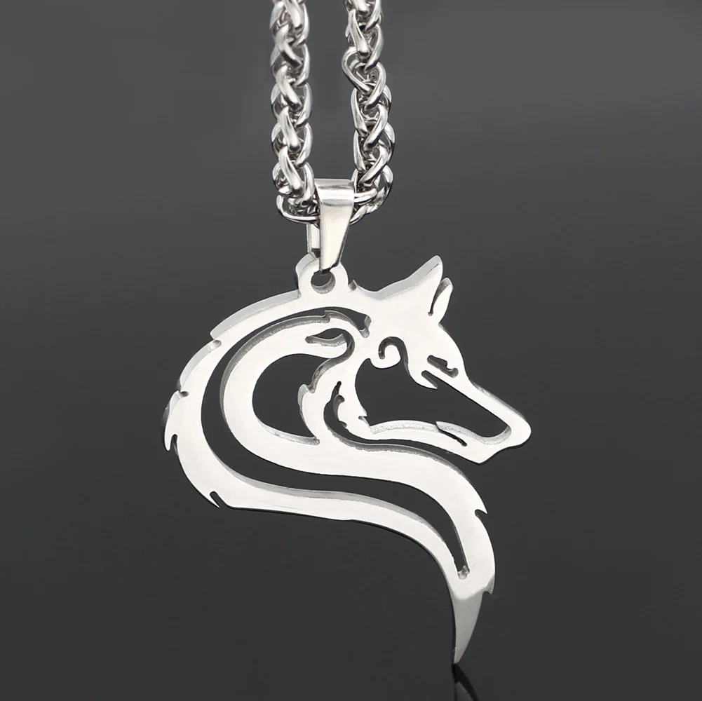 Мужское ожерелье из нержавеющей стали 316L norse viking oidn's wolf head celt amulet |