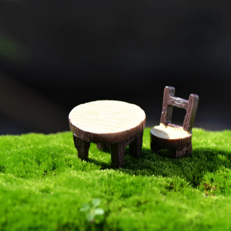 

ZOCDOU 2 Pieces Classic Dinner Table Desk Tablet Chair Afternoon Tea Park Japan Small Statue Figurine Crafts Ornament Miniatures