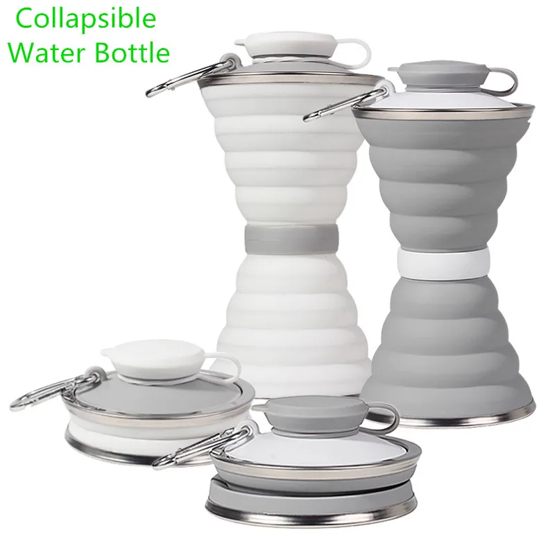 

500ml Silicone Collapsible Water Bottle Foldable Sports Bottle Outdoor Telescopic Travel Portable Cup For Climbing Hiking Camp