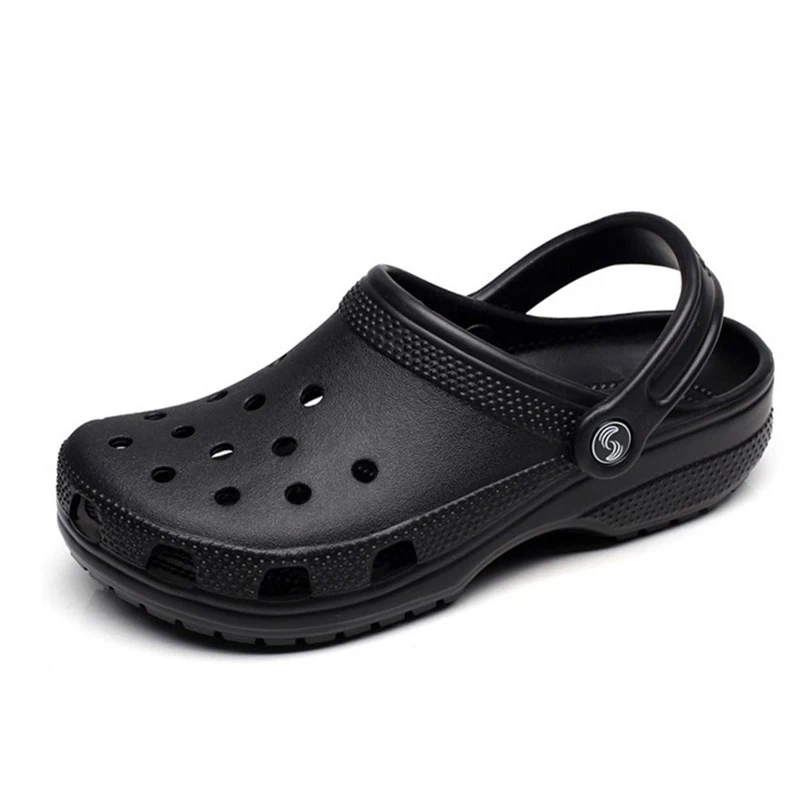 

Dropshipping Men Sandals Slippers Shoes Beach Croc 2019 New beach Sandals Casual Flat Slip On Flip Flops Men Hollow Shoes