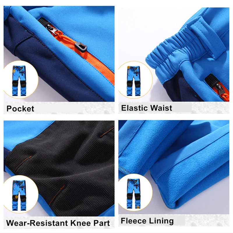 Los niños Softshell pantalones impermeable al aire libre de invierno de lana senderismo Trekking Camping Pantalones deportivos para niños niñas adolescentes Pantalones Los niños Softshell pantalones impermeable al aire libre de invierno de lana senderismo Trekking Camping Pantalones deportivos para niños niñas adolescentes Pantalones