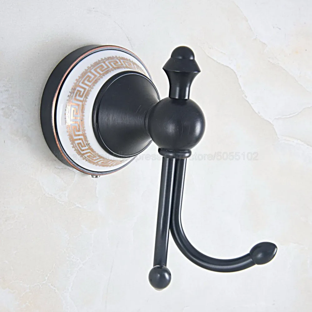 Oil Rubbed Bronze Clothes Hooks Wall Mounted With Porcelain Towel Rack