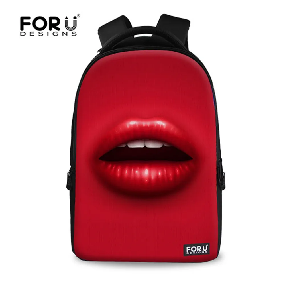 

Women's Solid 3D Sexy Lips Print Laptop Backpacks Students Computer Daily Backpack Wholesale Retail Red Orange Yellow Green