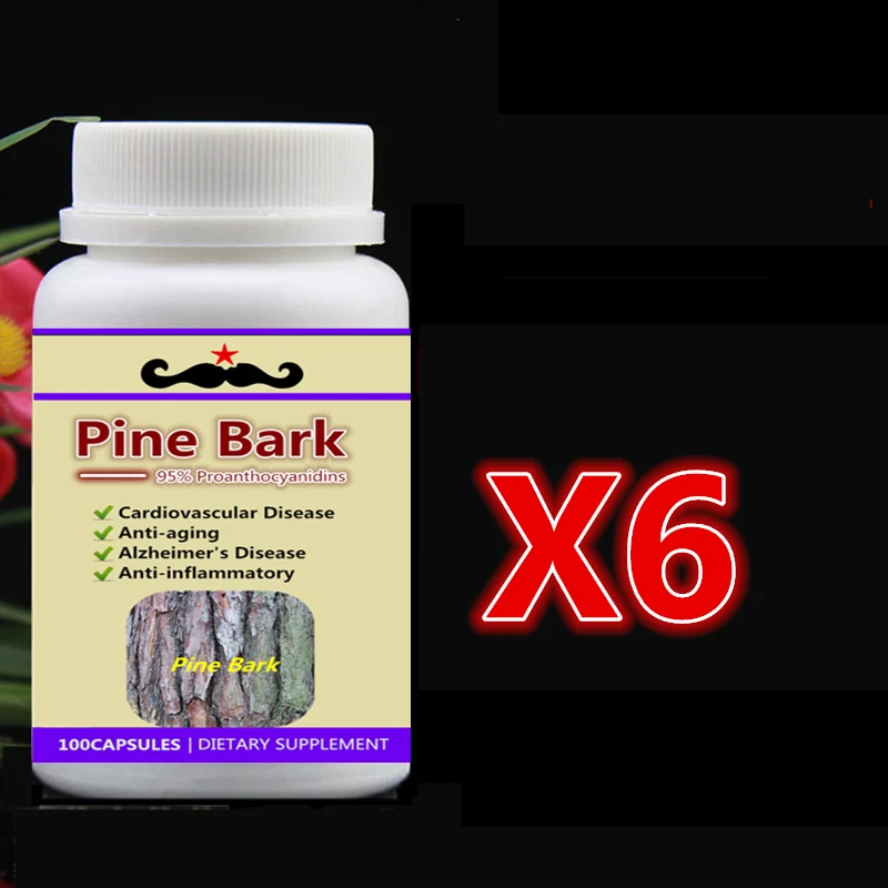 

6 bottle 600pcs,95% OPC Pine Bark Extract, For Cardiovascular Alzheimer Anti-aging Anti-inflammator - Free shipping