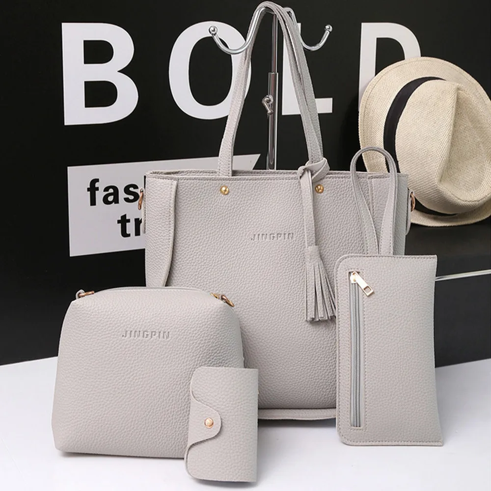 

Women Four Set Handbag Shoulder Bags Four Pieces Tote Bag Crossbody Wallet Bags generous Noble elegant