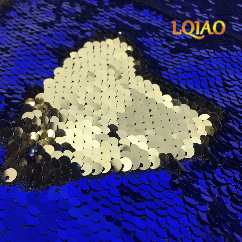 Royal Blue Gold Sequin Fabric-001