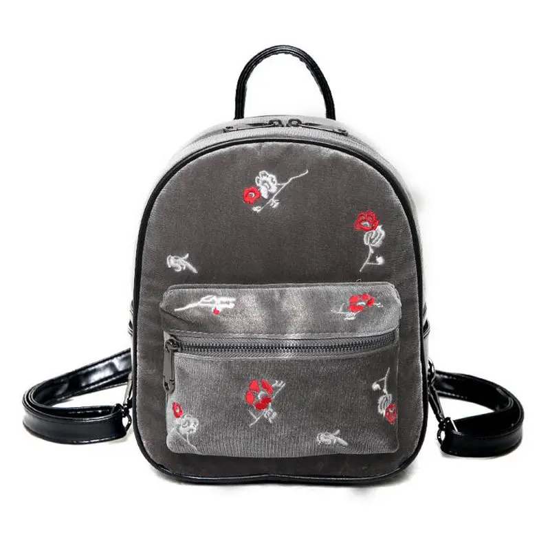 

Vintage Embroidery Floral Backpack Women Velvet Shoulder Bag School Bags for Teenage Girls Students Travel Female Mochila 131058