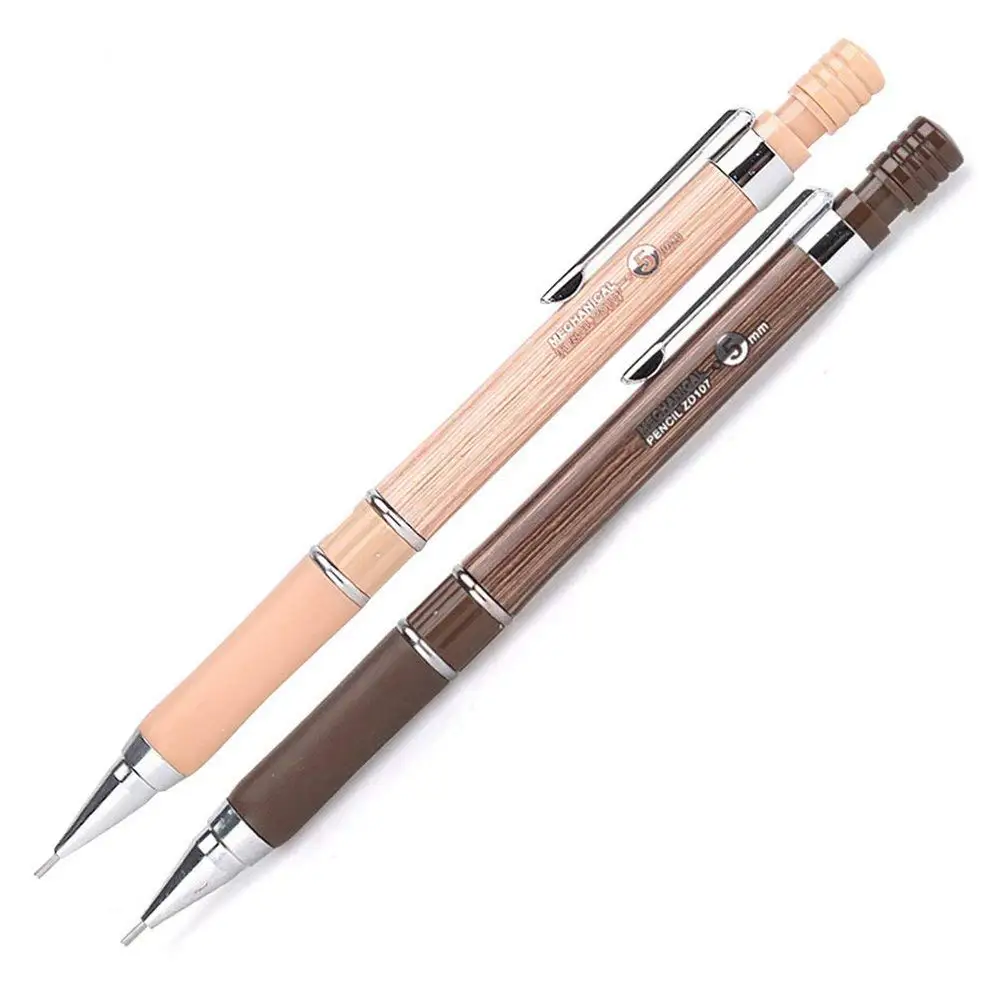 

MYLIFEUNIT 0.5mm Wood Grain Rubber Antiskid Mechanical Pencil Automatic Drafting Pencil (2 Colors Pack)