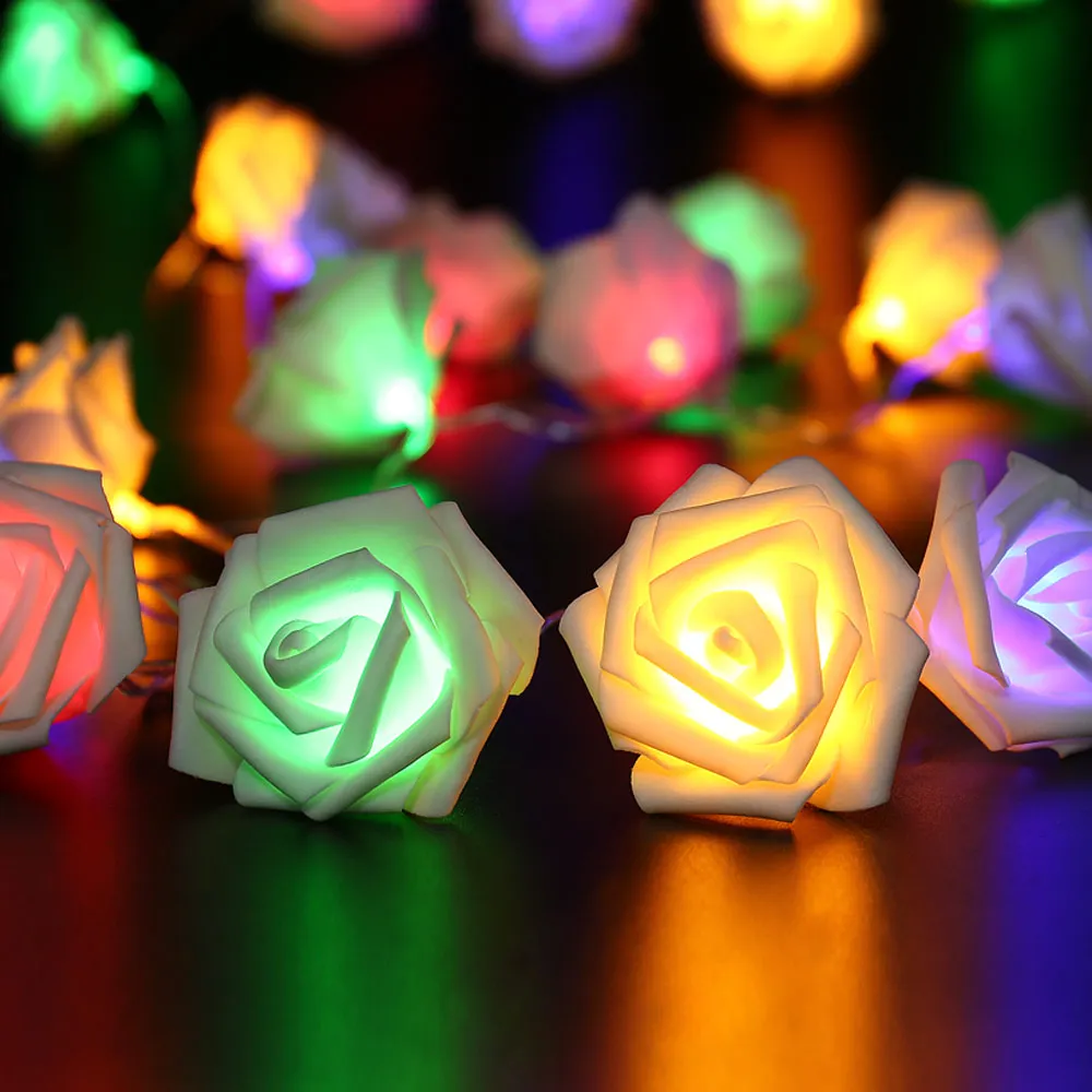 9 sets/lot Fashion Holiday Outdoor Lights 20LED Novelty Rose Flower