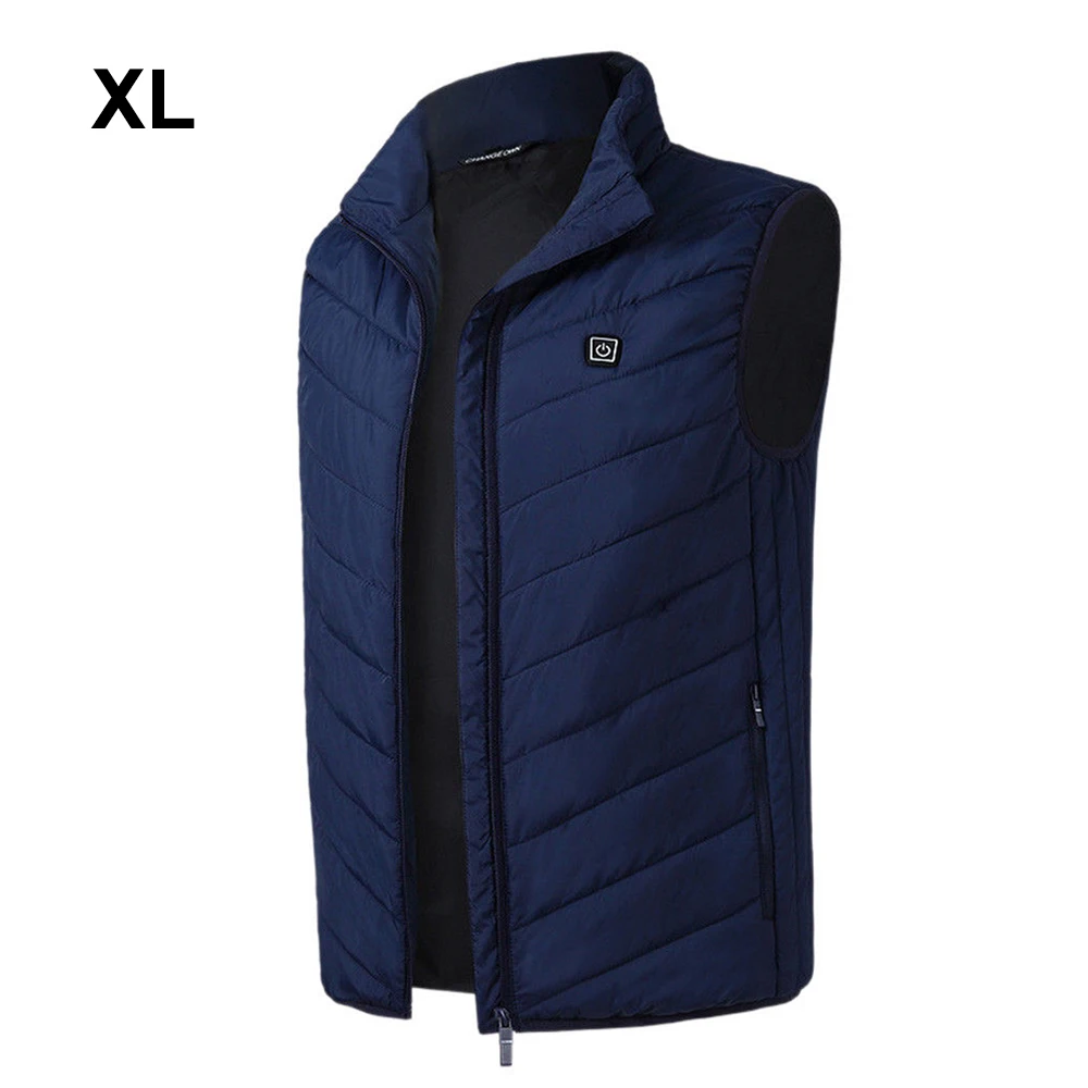 Уличный мужской жилет с электрическим подогревом, USB нагревательный жилет, зимняя Тепловая ткань, перо, горячая Распродажа, походная теплая куртка для охоты - Цвет: Blue XL