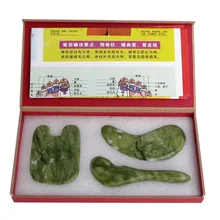 Хорошее качество толще натуральная глазурь Нефритовый камень массажер тела и лица guasha пластина акупунктурный массаж Guasha scrape 0027