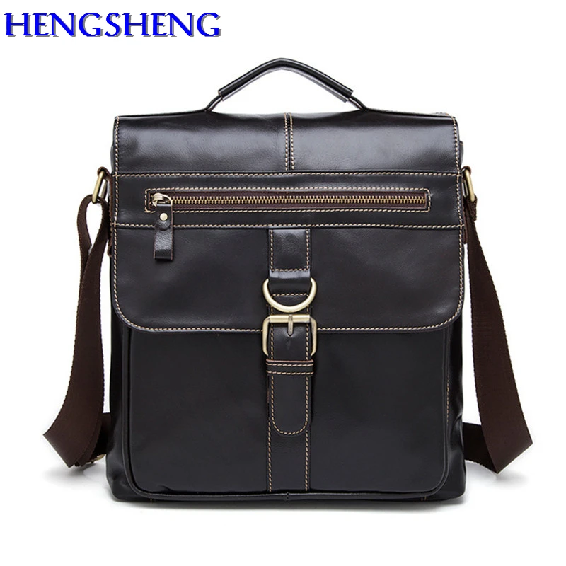 

Hengsheng newly style genuine leather men messenger bag with quality cow leather gentlemen shoulder bags for business men bag