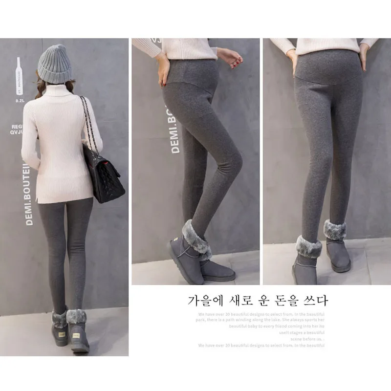 With Velvet Maternity Leggings Winter Thickening Clothes For Pregnant Women Trousers High Waist Warm Pregnancy Pants Maternity