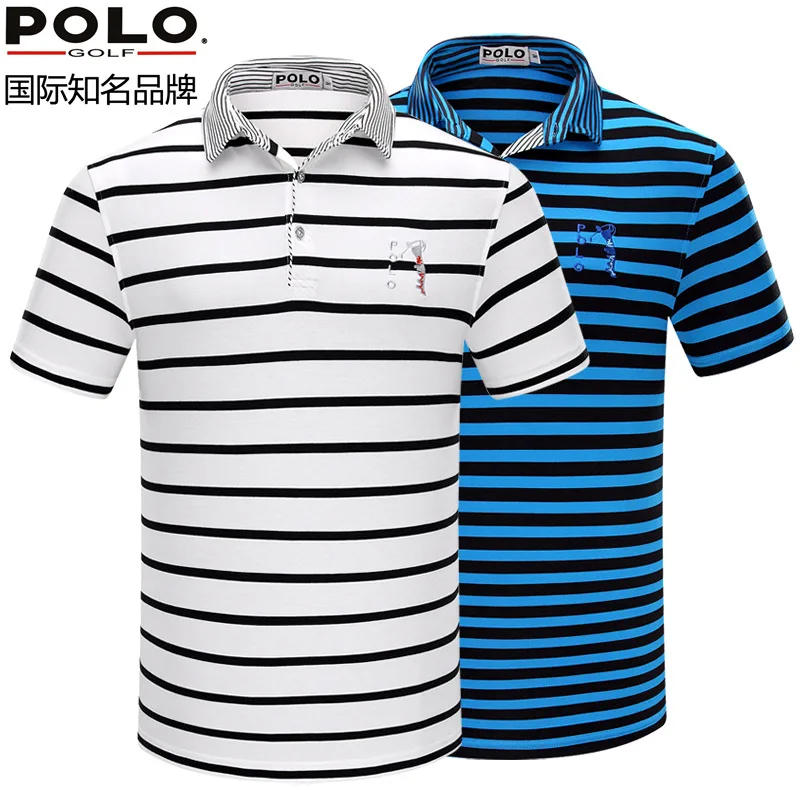 Polo Golf Shirt Wear Short Sleeved T-shirt Men's Sportswear Golf Striped tshirt Polo Golf Shirt Wear Short Sleeved T-shirt Men's Sportswear Golf Striped tshirt