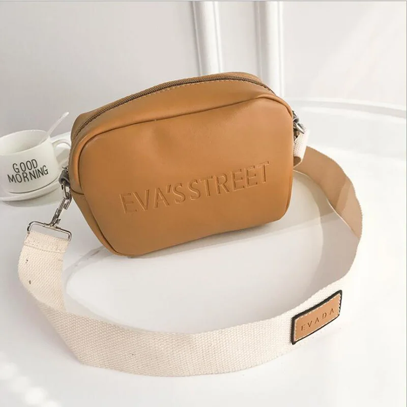 2018 New Fashion Shoulder Bag Unisex Casual Letter Solid Wide Strap Mini Crossbody Bag Brown ...