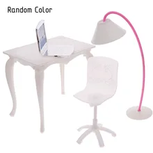 Креативный игровой дом кукольная мебель стол+ лампа+ ноутбук+ стул аксессуары для куклы, детский подарок#262205