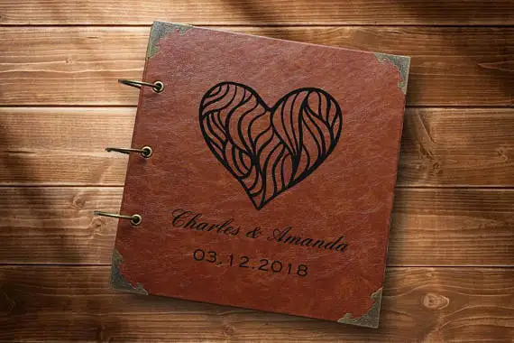 

Love Wedding Photo Album, Personalized Photo Album, PU Leather Photo Album, Ring Binder Photo Album, Guest Book, Wedding Guest B