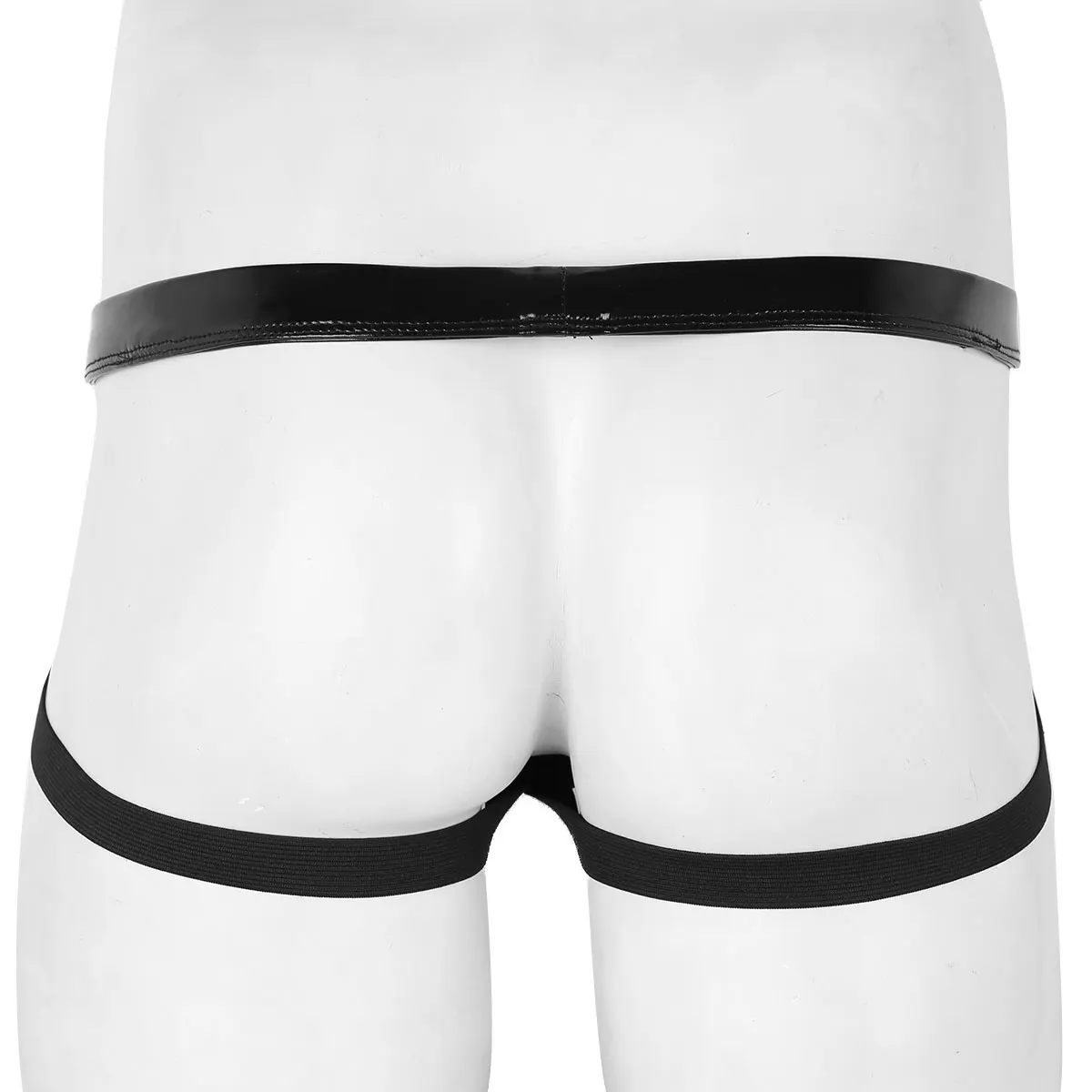 Мужские стринги Jockstrap сексуальные из лакированной кожи с открытой пяткой и