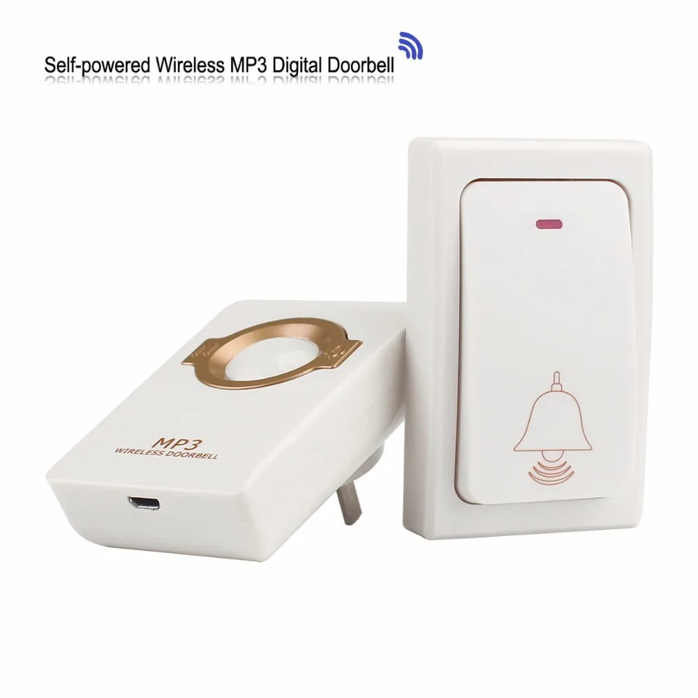 Wireless Doorbell 1 Self-powered Remote Button & 1 Receiver MP3 Digital Long Range Waterproof for Home F1753B Wireless Doorbell 1 Self-powered Remote Button & 1 Receiver MP3 Digital Long Range Waterproof for Home F1753B