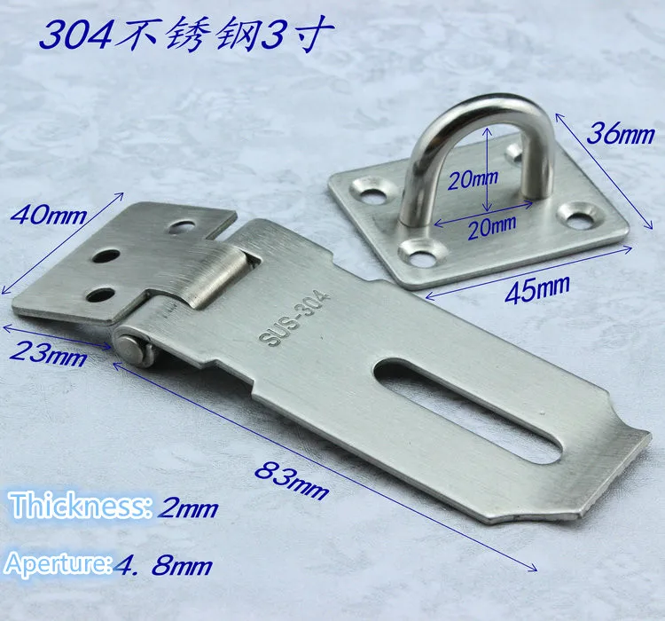 

1PCS YT791 Thickening of 304 Stainless Steel Waterproof Padlock Hasp Bolt Anti-theft Door Lock Buckle