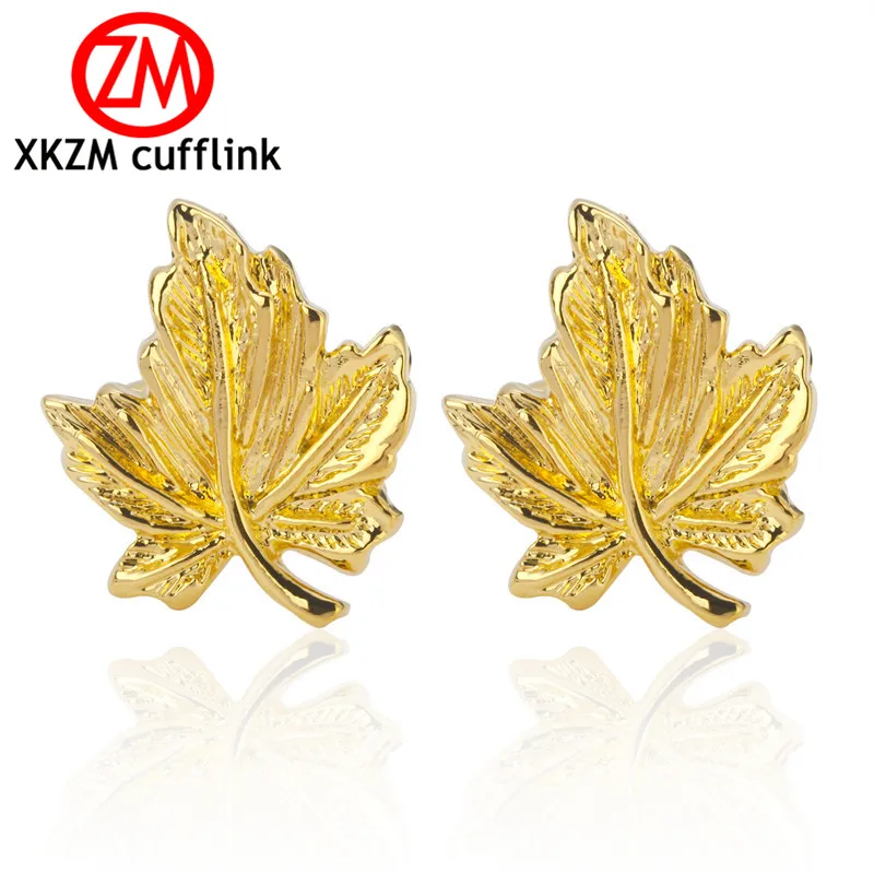 XKZM модная Роскошная рубашка золотые кленовые листья запонки для мужчин