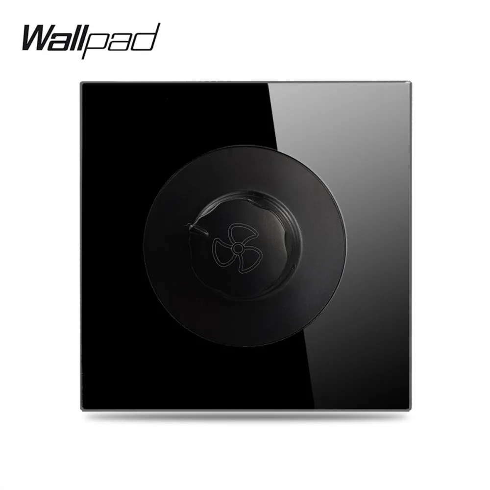 Wallpad L6 черный стеклянный регулятор скорости вентилятора закаленное стекло