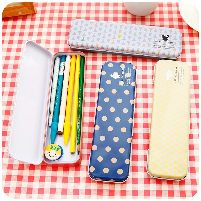 

DELI pencil case pupils writing accessories stationery storage boxes kawaii patterns stationery cases metal pencil box Papeleria