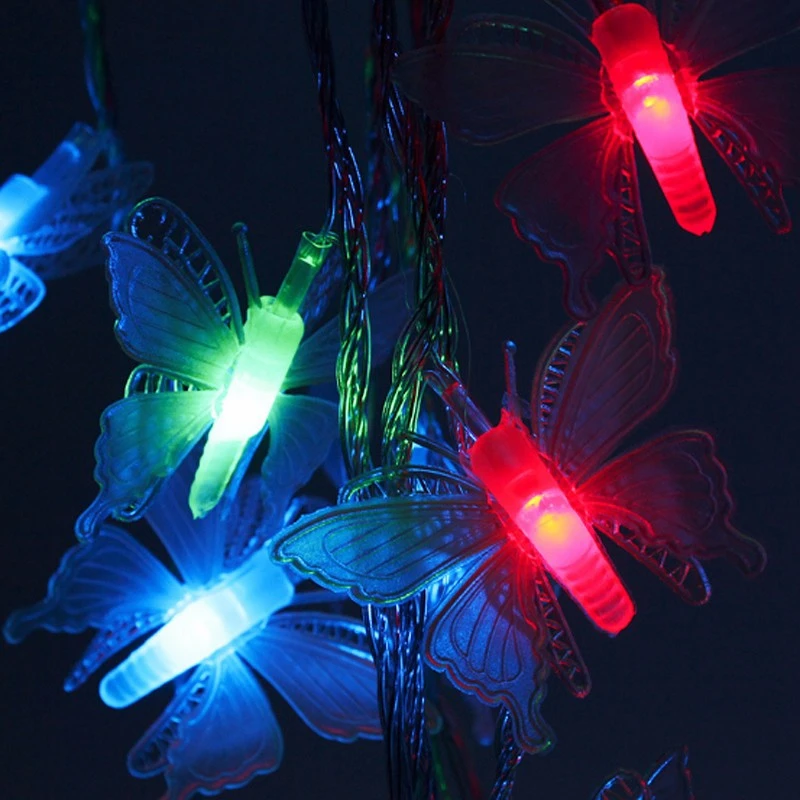 2 м, 5 м, 10 м, 20 м, светодиодный Сказочный светильник с бабочкой, работающий от Bettery, светодиодный Рождественский светильник, гирлянда, уличные свадебные декоративные лампы