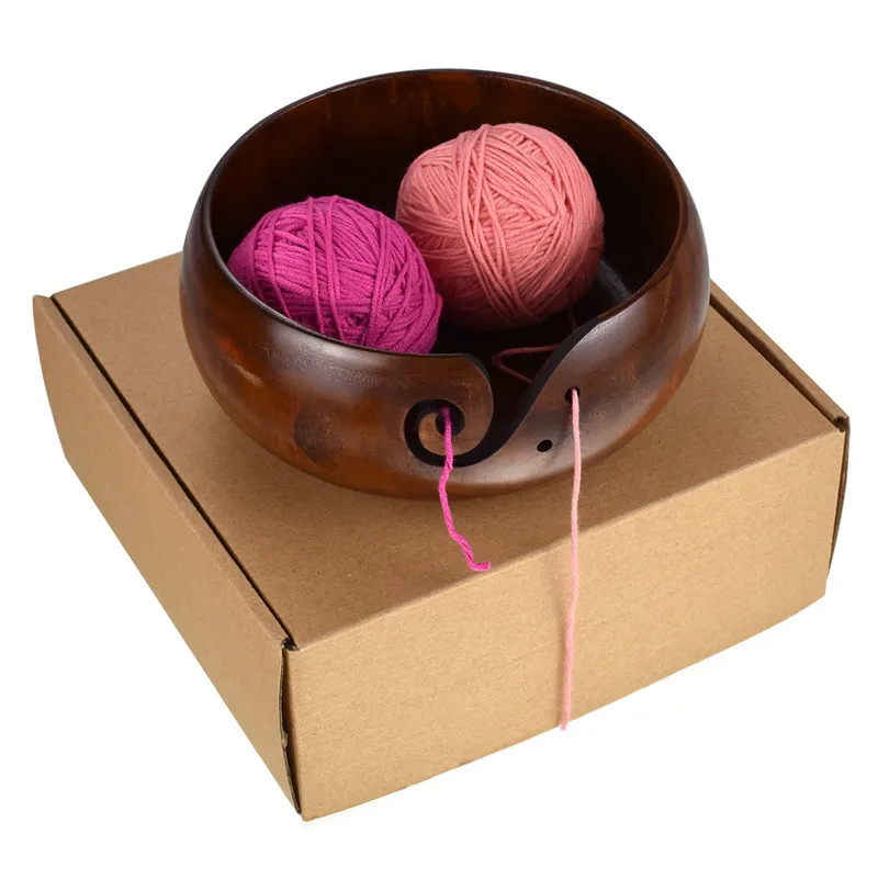 

DIY Wool Sweater Needle Crochet Storage Wooden Yarn Bowl Knitting Wool Storage Basket with Holes Crochet Kit Organizer for Mom