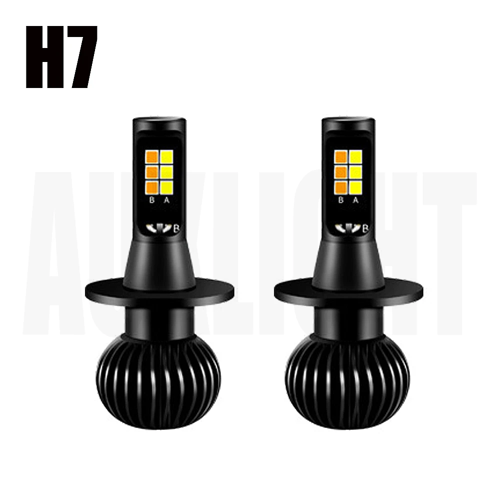 1 пара H4 H7 светодиодный автомобильный противотуманный светодиодный светильник, ЛАМПА H3 H11 881 9005, два цвета, автоматический светильник s, постоянное изменение цвета, мигающий - Испускаемый цвет: H7