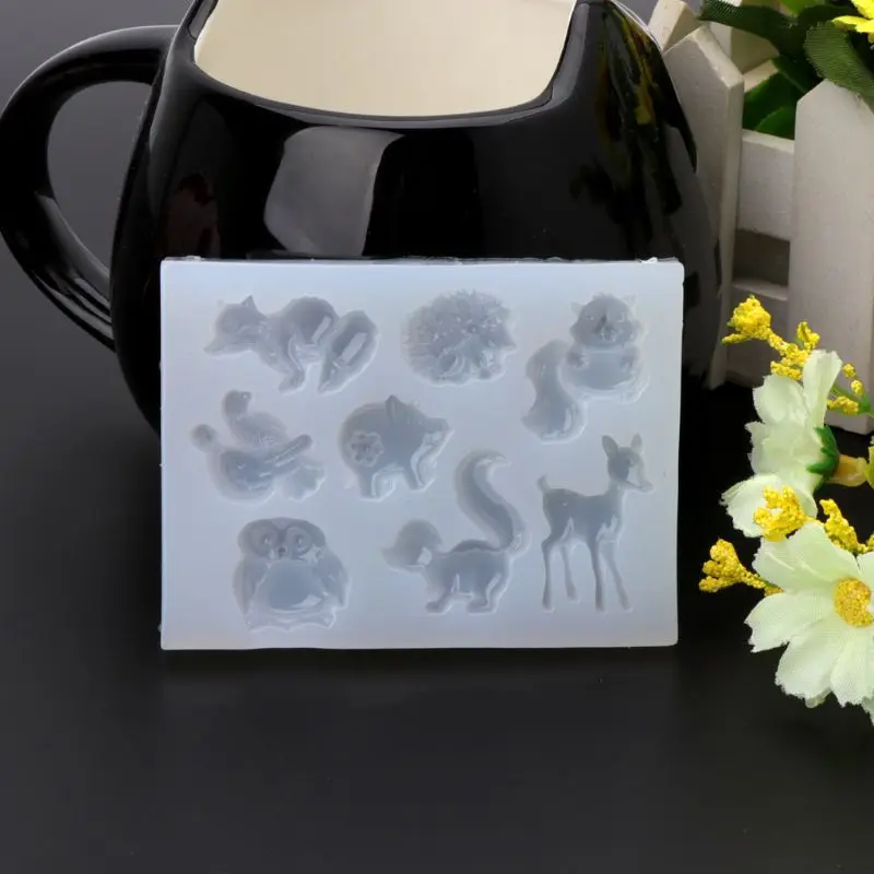 

Silicone Mold 8.5x6.5x1cm Forest Animal Fox Squirrel Pig Elk Owl Animal Jewelry Mold DIY Clear epoxy resin molds for jewelry