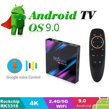 

H.265 4K RK3318 H96MAX 9.0 Android TV BoxGoogle Play Voice Remote Quad Core 5G Wifi BT4.0 H96 MAX 4GB RAM 2GB Netflix Youtube