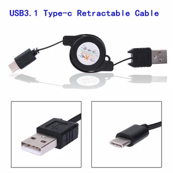 

100pcs 80CM USB 3.1 Type-C To USB Retractable Charger Cable Extend-Retract Charging Cable For Huawei P9 Honor 8 Mate 9