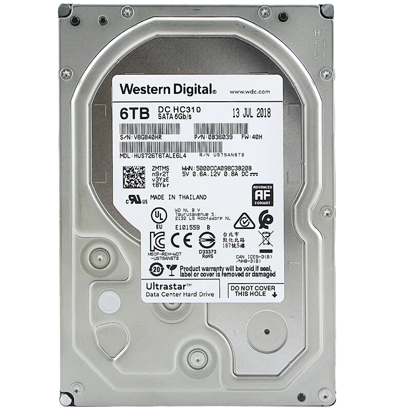 Western Digital 8TB 6TB 4TB 2TB 1TB Ultrastar DC HC320 SATA HDD- 7200 RPM Class SATA 6Gb/s 256MB Cache 3.5" HUS728T8TALE6L4 - Цвет: 6TB