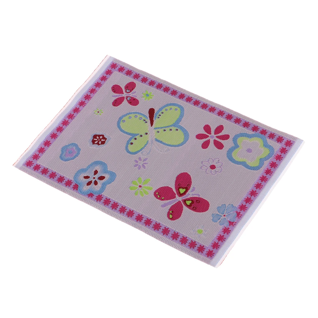 Dollhouse Miniature Floor Covering Mat Rug Pink Butterfly Room Accessory