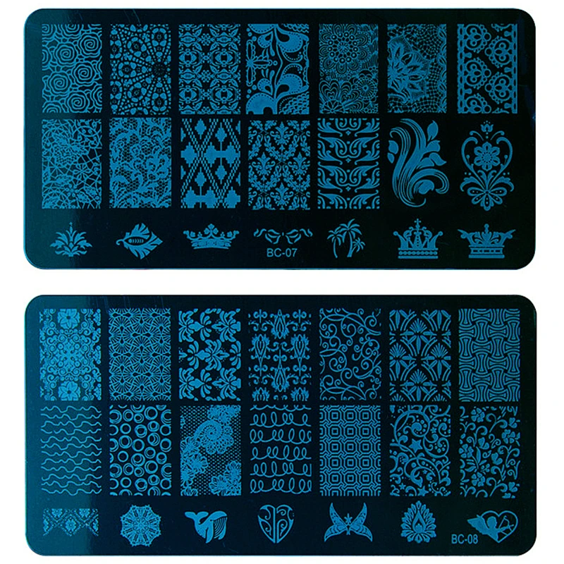 

2 pieces nail art stamping plates nail decoration stamp plate tools beauty flower lace pattern BC0708
