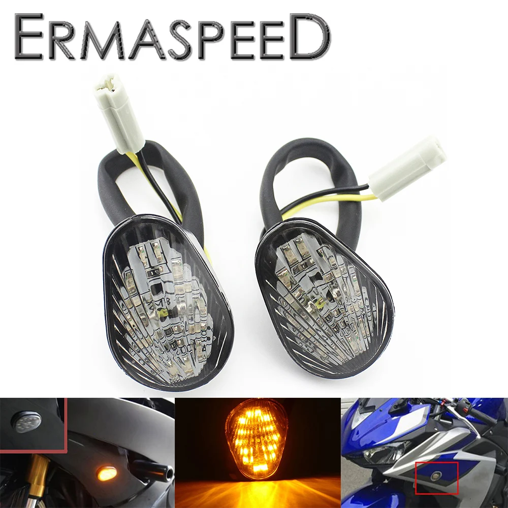 For Yamaha YZF R1 2004 2009 Motorcycle Turn Signals LED Flush Mount Light Amber Indicator font