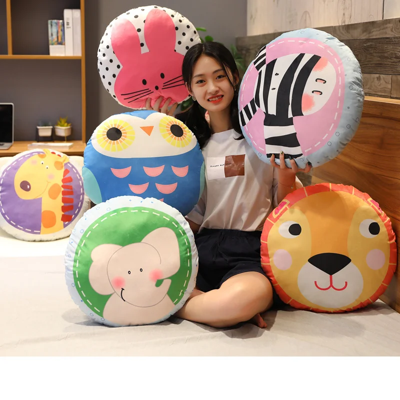 ins elephant giraffe plush pillow cute animal shape stuffed soft cushion owl rabbit lion zebra toy kids pillow home decoration