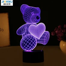 3D Мишка детская настольная лампа USB Цвет изменить ночник декоративный дома Освещение Подарки на год 3D иллюзия свет лампы