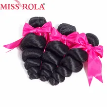 Miss Rola Hair Pre-Colored Loose Wave Bundles 100% Human Hair Peruvian Hair Extensions Weave Hair Bundles 3 Pc Only Non Remy