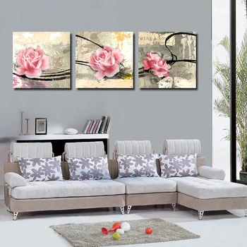 

3pcs Print poster canvas Wall Art Abstract roses Decoration painting Modular pictures on the wall sitting room frame art-033
