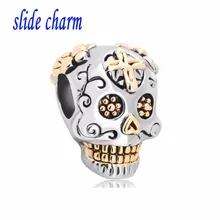 Горка-Шарм пластинчатый крест череп и подходит для бусин очаровательные браслеты все бренды подходят браслет Pandora