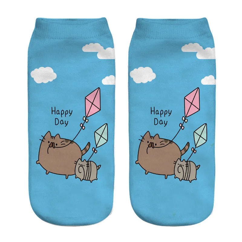 Новинка года; забавные женские хлопковые носки с 3D принтом кота; корейские носки в стиле Харадзюку
