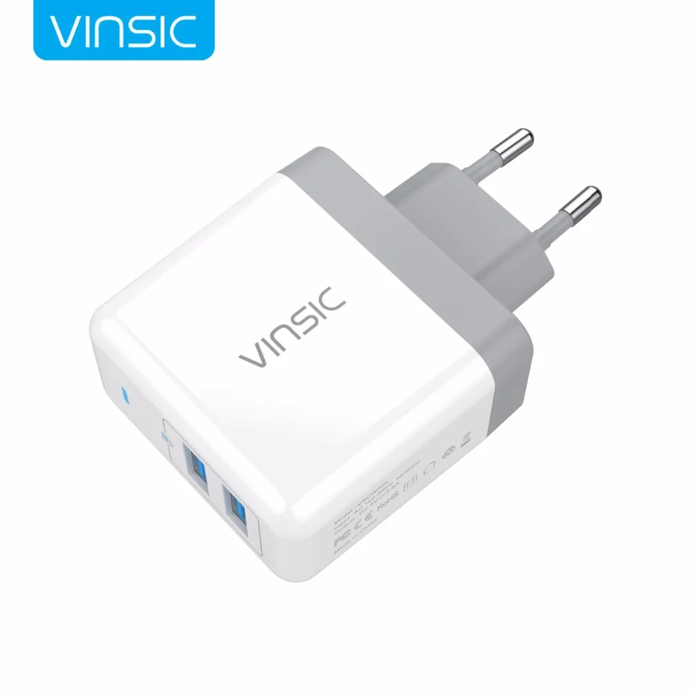 imágenes para Vinsic 4.8a ue/ee.uu. plug 2 puertos usb de doble cargador de pared inteligente rápido cargador de viaje del teléfono móvil para el iphone samsung imágenes para Vinsic 4.8a ue/ee.uu. plug 2 puertos usb de doble cargador de pared inteligente rápido cargador de viaje del teléfono móvil para el iphone samsung