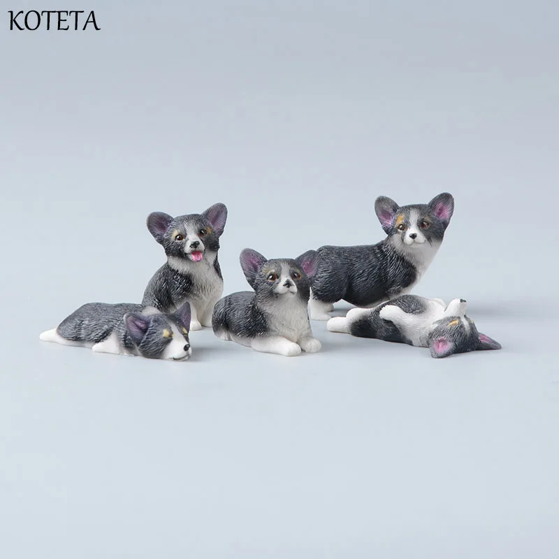 

Koteta 5pcs Kawaii Animal Resin Model Action Figure Decoration Simulation Mini Corgi Figurines Toys for Children Kids Gift Doll