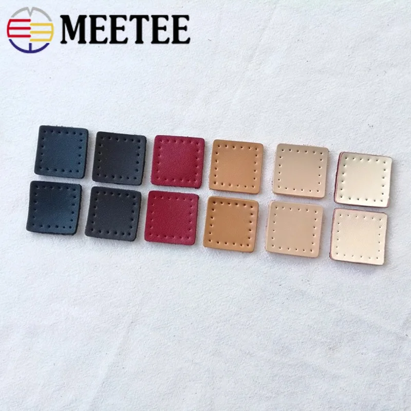 

Meetee 5pairs 2.8*2.8cm Genuine Leather Square Zipper Tail Hand Accessory DIY Luggage Leather Parts Zipper Decorative Tail Piece