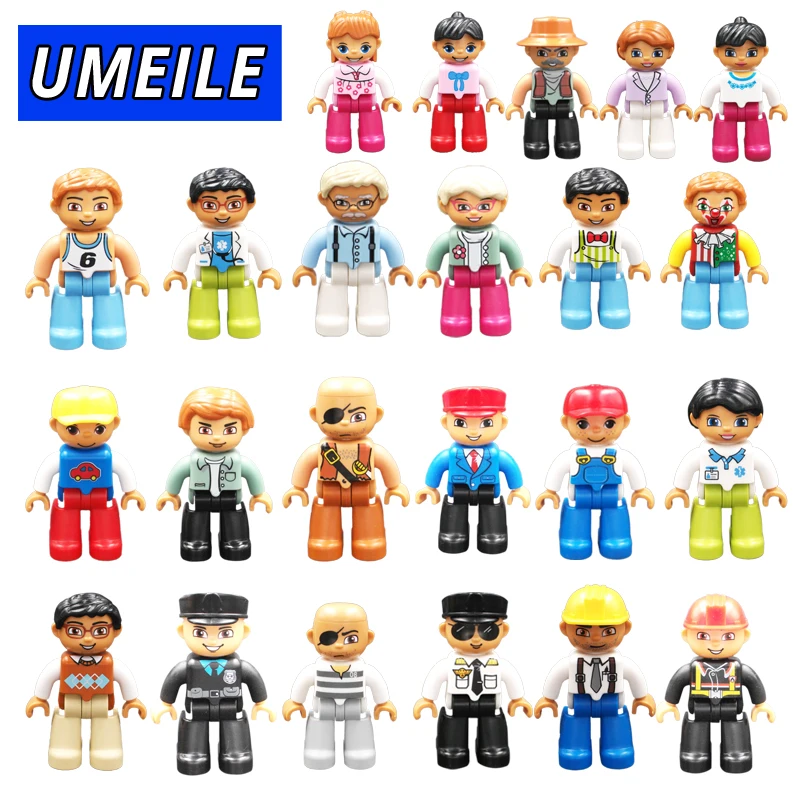 UEMIEL 1PCS Figure Block City Girl Princess Family Pirate Policeman Diy Brick Play House font b