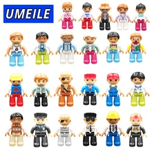 UEMIEL 1PCS Figure Block City Girl Princess Family Pirate Policeman Diy Brick Play House Baby Toys Compatible with Duplo Gift
