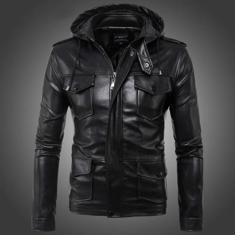 Hommes Cuir Black hommes Mode Cuir En Mâle Noir veste Fourrure De Vestes Veste Moto Manteau Manteaux Pu 8vm0wPNnyO